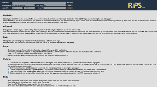 screenshot rips static code analyser rips