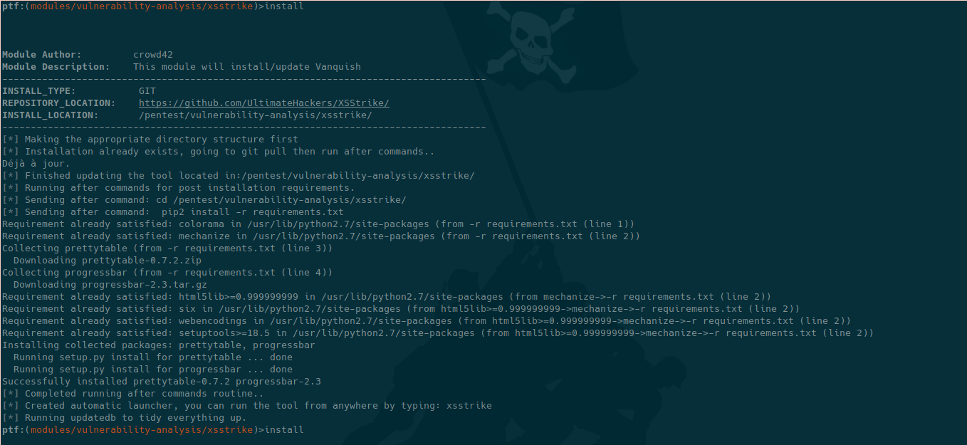ptfi xsstrike screenshot xsstrike install